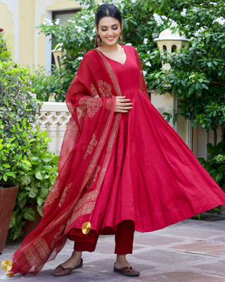 Anni Designer Solid Kurta, Palazzo & Dupatta Set