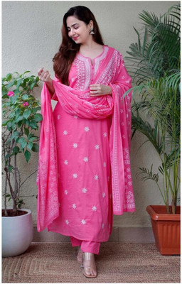 FREEDOMTEXTILE Embroidered Kurta, Trouser/Pant & Dupatta Set