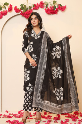 Jaipuri Bunaai Women Kurta Pant Attached Dupatta Set