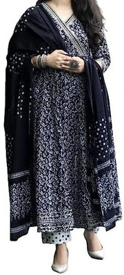 WishWorld Embroidered Kurta, Palazzo & Dupatta Set