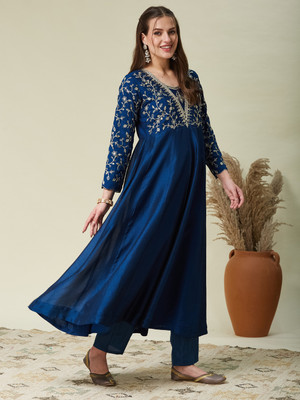 MOKOSH Embroidered Anarkali Kurta, Bottom & Dupatta Set