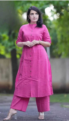 VERMA RAJ Women Solid Ethnic Dress Kurta(Pink)
