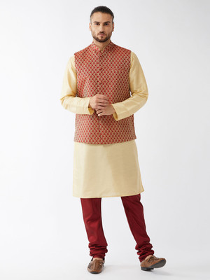 VASTRAMAY Men Kurta Pyjama Ethnic Jacket Set