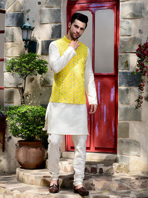 HOUSE OF DEYANN Men Kurta Churidar Ethnic Jacket Set