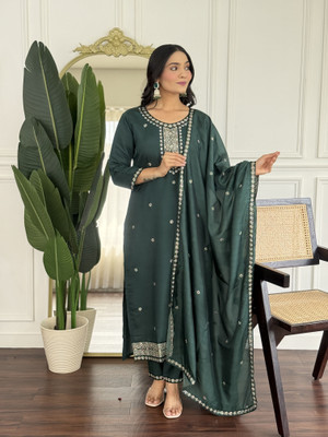 PILUDI Embroidered Kurta, Salwar & Dupatta Set