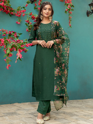 SPAREN CREATION Printed, Embroidered Kurta, Trouser/Pant & Dupatta Set