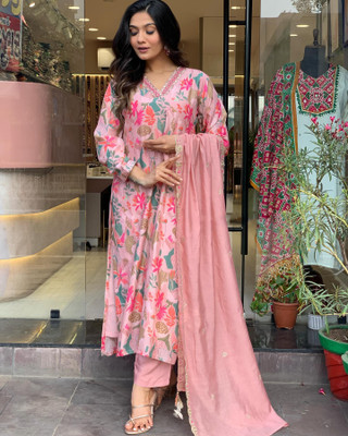 Tasrika Printed Kurta, Trouser/Pant & Dupatta Set