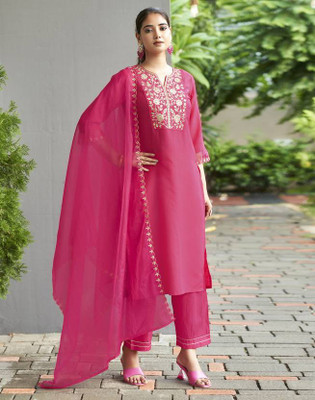 SkyTara Embroidered Kurta, Trouser/Pant & Dupatta Set