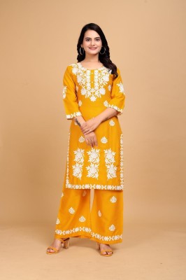 khodal creation Women Printed Ethnic Dress Kurta(Yellow)