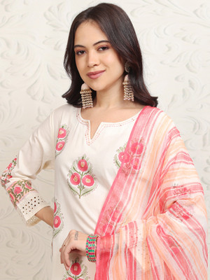 Vishudh Women Kurta Pant Attached Dupatta Set