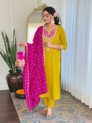 THE52 Women Kurti Pant Dupatta Set
