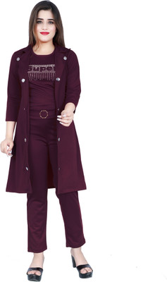 Fonista Women Ethnic Top Pant Ethnic Jacket Set