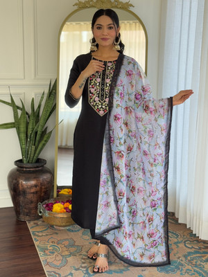 SwirlStyle Embroidered Kurta, Salwar & Dupatta Set