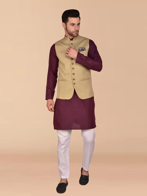 Divastri Men Kurta Pyjama Ethnic Jacket Set