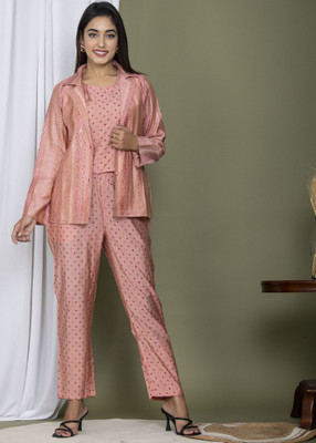 SSoShHub Women Ethnic Top Pant Ethnic Jacket Set