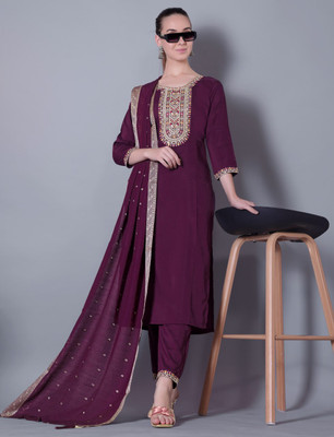 D Fashion Hub Embroidered, Self Design Kurta, Trouser/Pant & Dupatta Set