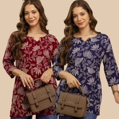 Adnika collection Women Printed Straight Kurta(Multicolor)