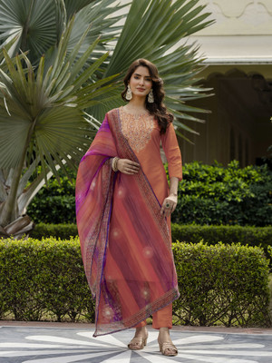 FancyFits Embroidered Kurta, Salwar & Dupatta Set