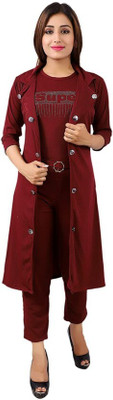 Fonista Women Ethnic Top Pant Ethnic Jacket Set