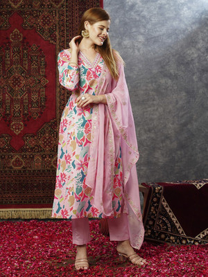 Gosriki Women Kurta Pant Attached Dupatta Set