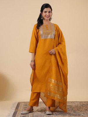 Janasya Women Kurta Pant Dupatta Set