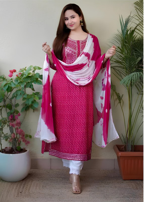 Azad creation Embroidered Kurta, Trouser/Pant & Dupatta Set