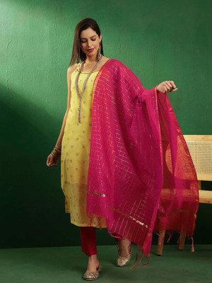 Sangria Embroidered Kurta, Trouser/Pant & Dupatta Set