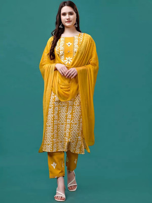 Lamba Creations Printed Kurta, Trouser/Pant & Dupatta Set