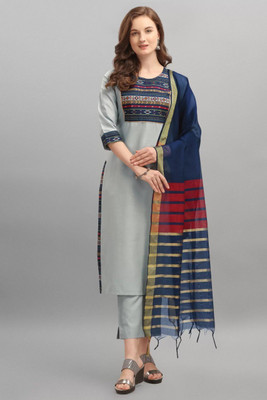 CreationRajvi Self Design Kurta, Trouser/Pant & Dupatta Set