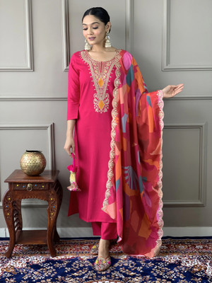 Vaidehi Fashion Embroidered Kurta, Trouser/Pant & Dupatta Set
