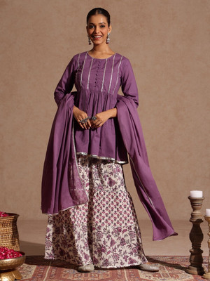 Janasya Women Kurti Sharara Dupatta Set