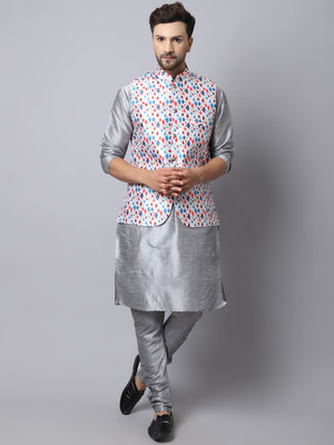 BANHUSSAIN Men Kurta Pyjama Ethnic Jacket Set