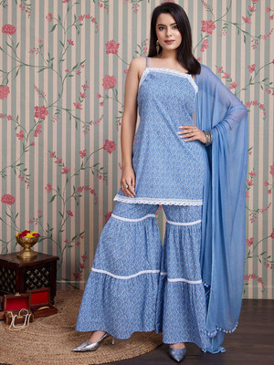 Ode by House of Pataudi Women Kurti Sharara Set