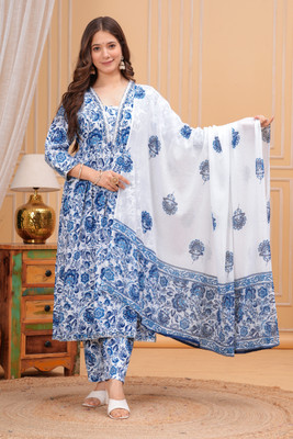 NISHA FASHION Embroidered Kurta, Trouser/Pant & Dupatta Set