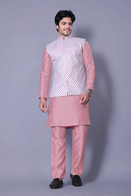 Crally Men Kurta Pyjama Ethnic Jacket Set