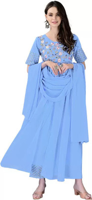 Aksharam Women Kurti Palazzo Dupatta Set