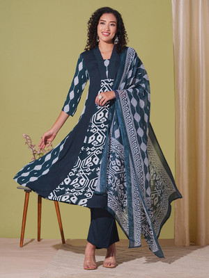 Tasrika Printed Anarkali Kurta, Bottom & Dupatta Set
