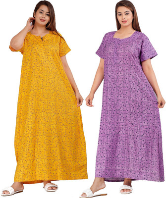 LA fashion Women Nighty Set(Yellow)