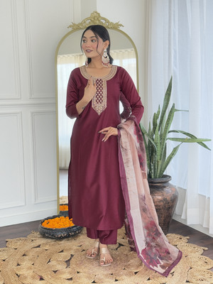 FancyFits Embroidered Kurta, Salwar & Dupatta Set