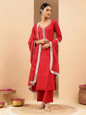 Janasya Women Kurti Pant Dupatta Set