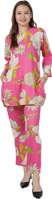 METRONAUT Women Floral Print Pink Night Suit Set