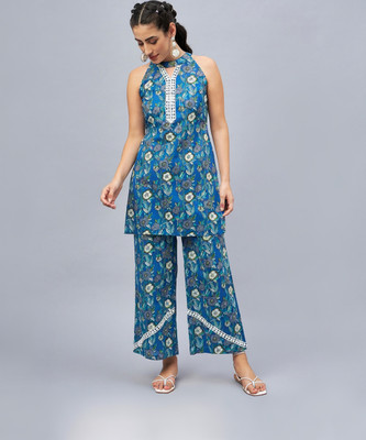 WineRed Women Ethnic Top Pant Set