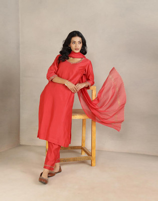 Fabindia Women Kurta Pant Dupatta Set