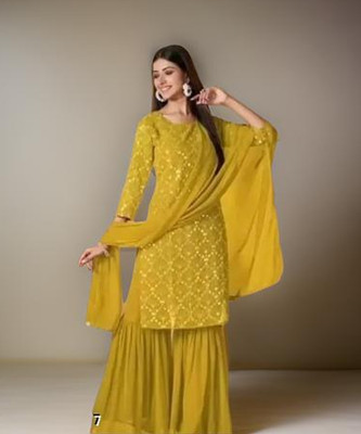 Pranista Fashion Women Kurti Sharara Dupatta Set