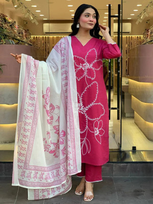 RANGTARA Embroidered Kurta, Trouser/Pant & Dupatta Set
