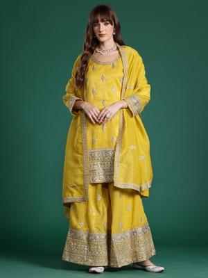 Indo Era Women Kurta Palazzo Dupatta Set