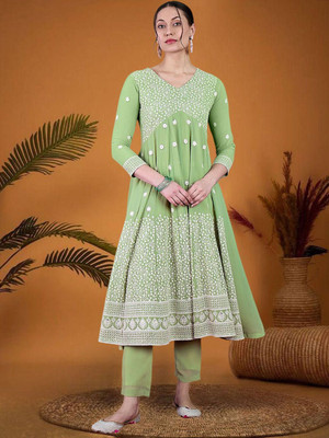 Sangria Embroidered Kurta, Trouser/Pant & Dupatta Set