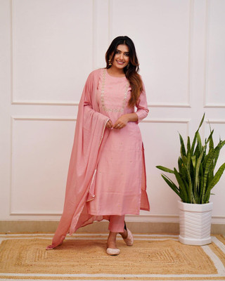 Mahudi Embroidered Kurta, Trouser/Pant & Dupatta Set