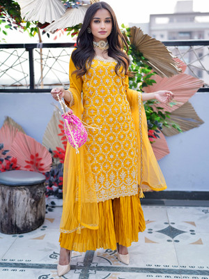 LIBAS Women Kurta Sharara Dupatta Set