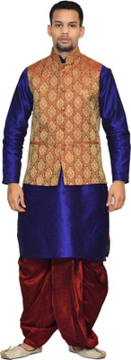 Royal Garments Men Kurta Dhoti Pant Ethnic Jacket Set